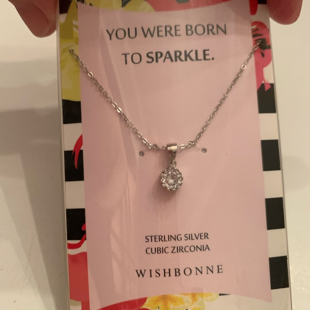 You Were Born To Sparkle- NWT Sterling Silver Cubic Zirconia Necklace